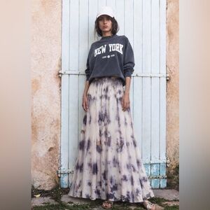 URU Kristine St Rrik Midi Maxi Skirt Gray Tie Dye Flared